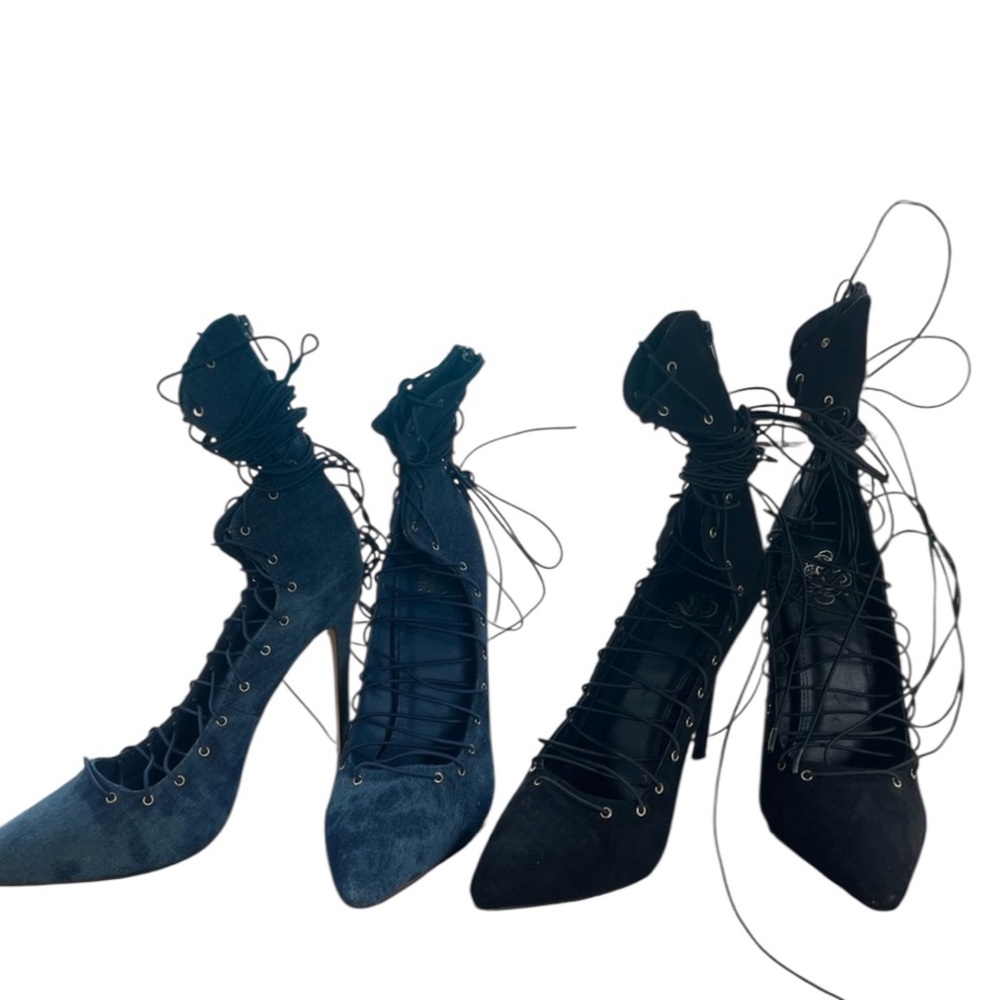 Two Pair Lace Up Stilettos